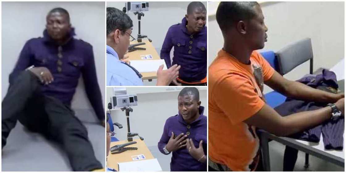 Drama at UK Airport as Grown-up Man Claims to be Aged 15, Begs on Knees not to Be Returned to Nigeria in Video Drama at UK Airport as Grown-up Man Claims to be Aged 15, Begs on Knees not to Be Returned to Nigeria in Video