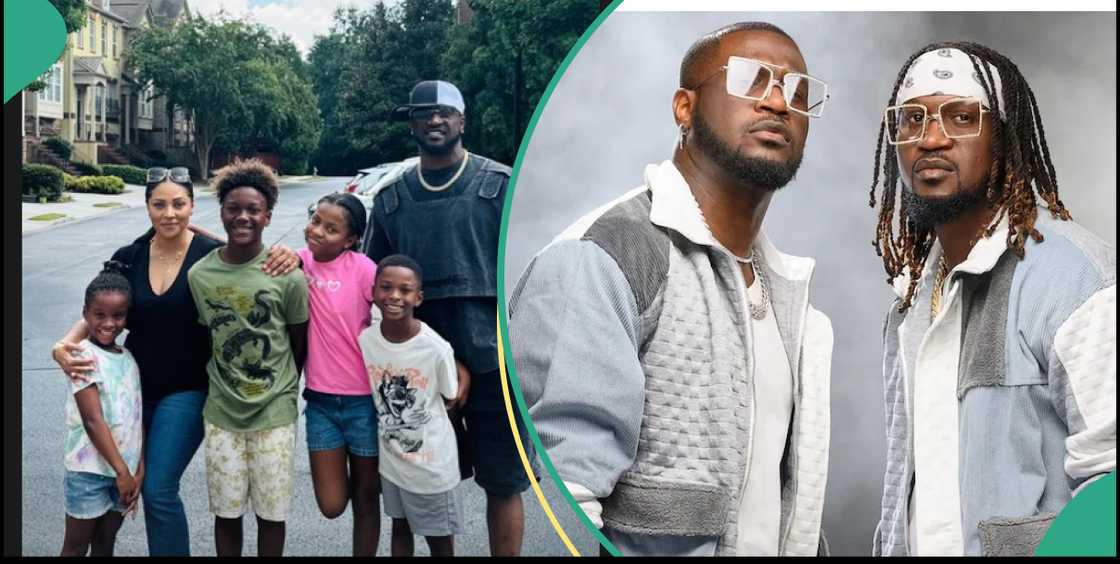 Peter Psquare visits twin brother Paul Okoye's family