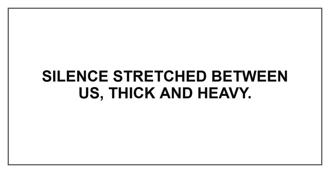 Silence stretched between us, thick and heavy.