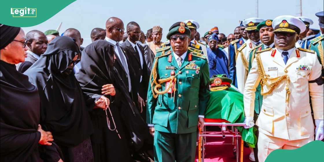 President Tinubu receives Buhari's remains at Airport President Tinubu receives Buhari's remains at Airport