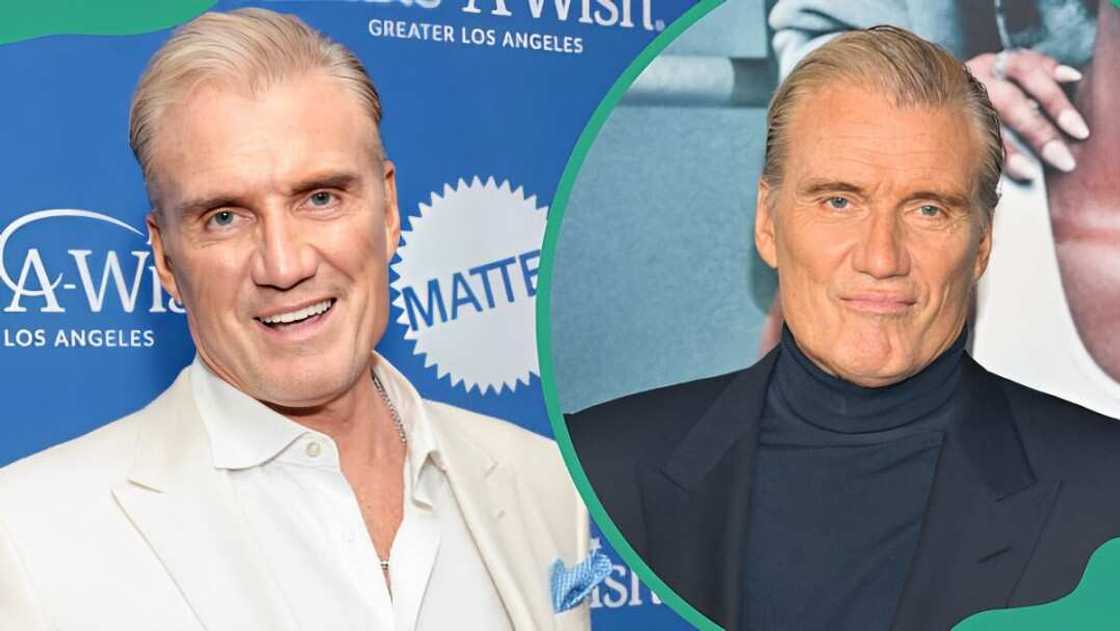Dolph Actor Dolph Lundgren at the Wish Gala 2023 at Fairmont Century Plaza (L). Lundgren at the premiere of Creed III (R) Dolph Actor Dolph Lundgren at the Wish Gala 2023 at Fairmont Century Plaza (L). Lundgren at the premiere of Creed III (R)
