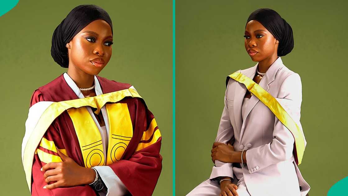 A UNILAG master's graduate celebrates after graduating with distinction.