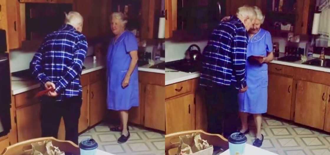 A lovely old man walked up to his wife of 64-years and expressed love to her on Valentine's Day in an adorable video. A lovely old man walked up to his wife of 64-years and expressed love to her on Valentine's Day in an adorable video.