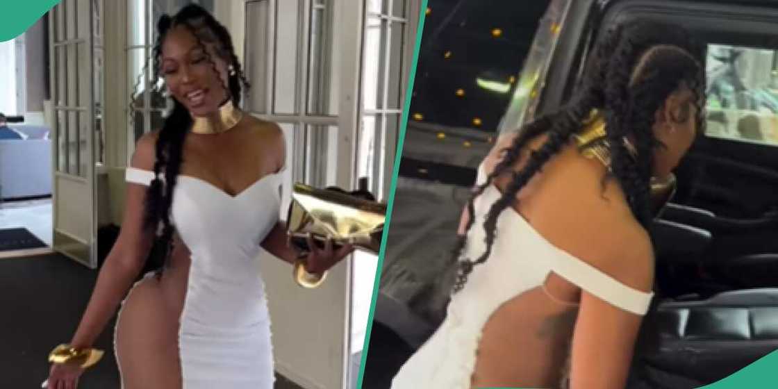 A lady wears a revealing outfit A lady wears a revealing outfit