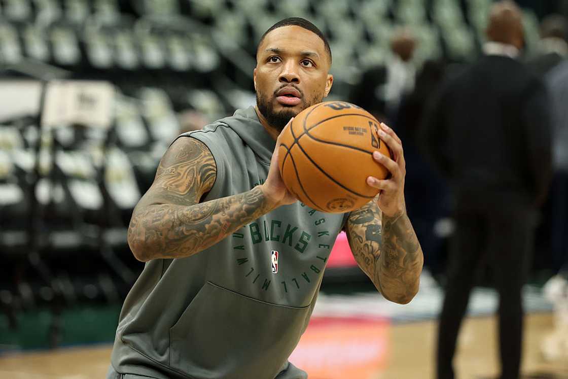 Damian Lillard warms up before Game Four of the Eastern Conference against the Indiana Pacers Damian Lillard warms up before Game Four of the Eastern Conference against the Indiana Pacers