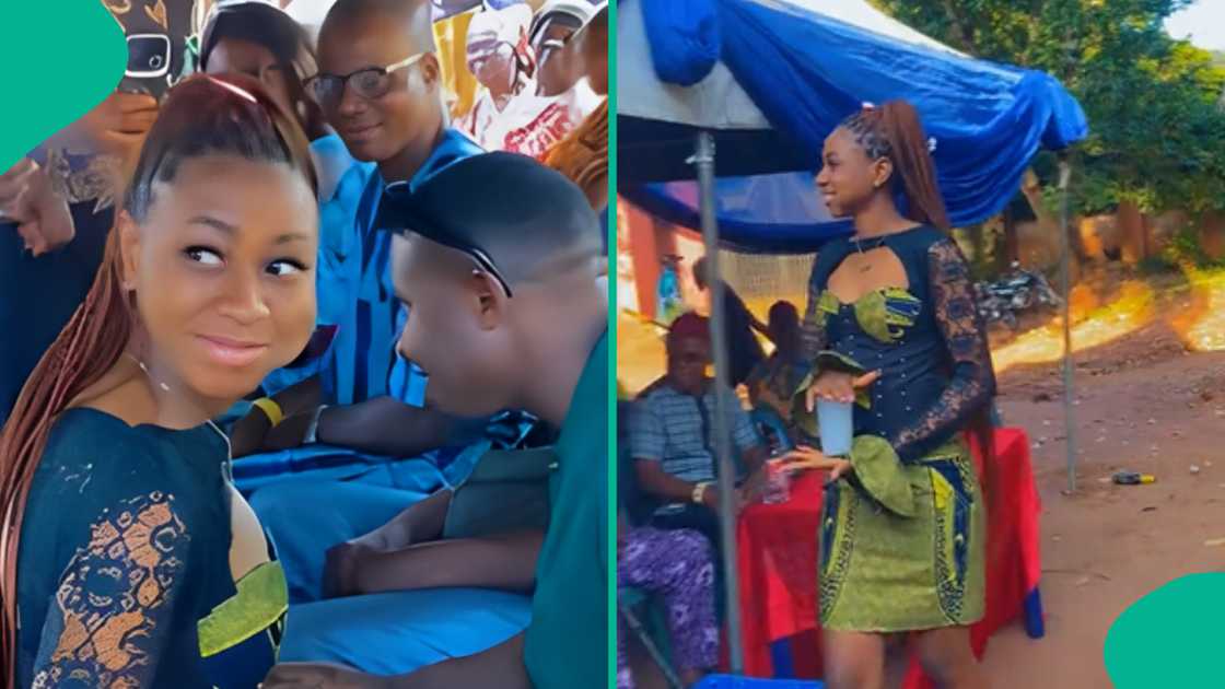 Lady's wedding video goes viral due to her dress. Lady's wedding video goes viral due to her dress.