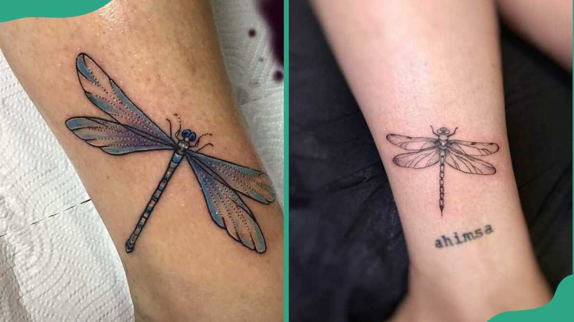Leg dragonfly tattoos Leg dragonfly tattoos