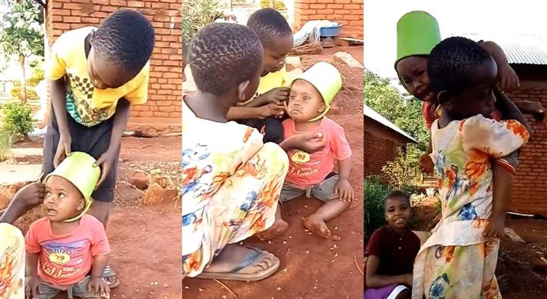 Photos of children trying to help their colleague. Photos of children trying to help their colleague.