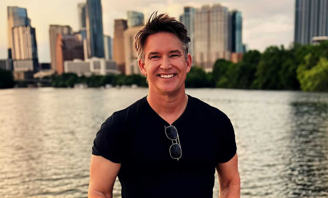 Rob Floyd poses in front of Lady Bird Lake, with the Austin, Texas Rob Floyd poses in front of Lady Bird Lake, with the Austin, Texas