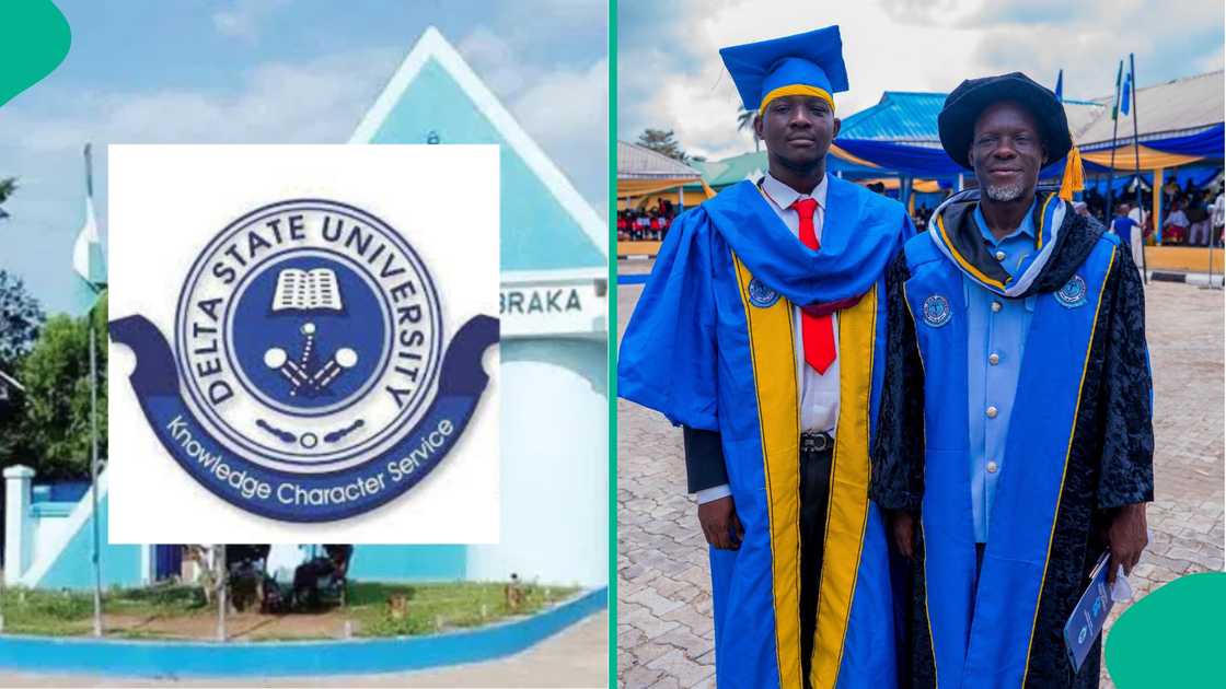 A father and his son have bagged postgraduate degrees at Delta State University, Abraka at the school's 18th convocation ceremony A father and his son have bagged postgraduate degrees at Delta State University, Abraka at the school's 18th convocation ceremony