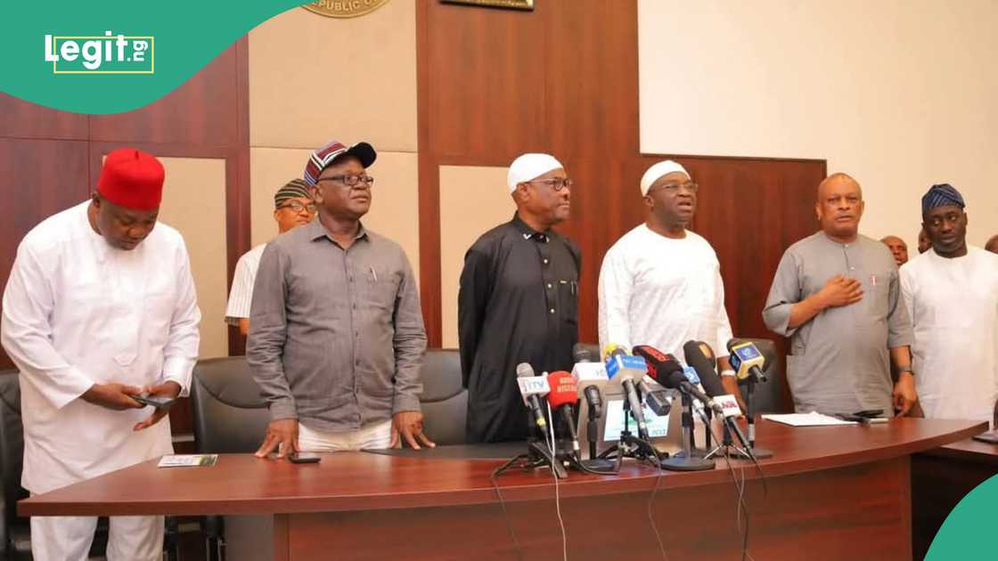 PDP crisis: Nyesom Wike and other party stakeholders insist on zoning 2027 presidential ticket to the south during meeting in Abuja. PDP crisis: Nyesom Wike and other party stakeholders insist on zoning 2027 presidential ticket to the south during meeting in Abuja.
