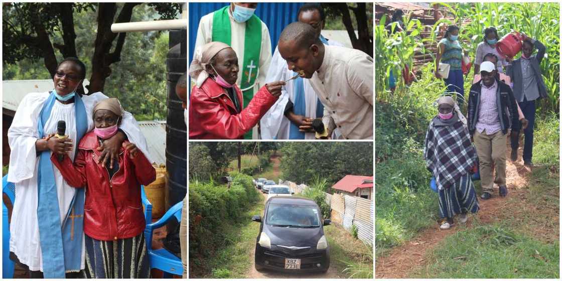 Joy as poor woman who lived in mud house is surprised with new house Joy as poor woman who lived in mud house is surprised with new house