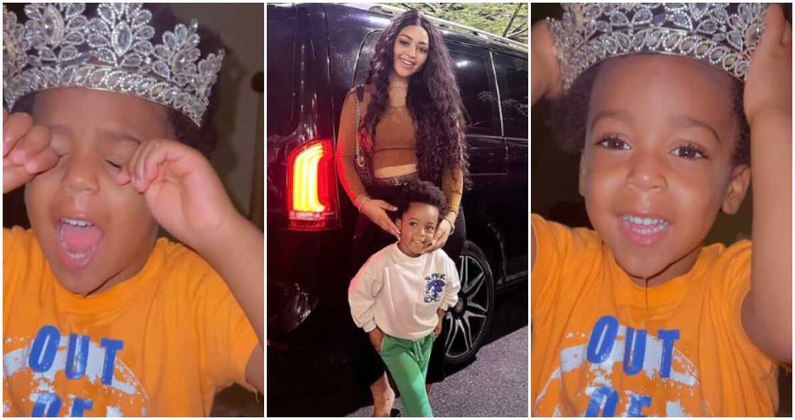 Regina Daniels' son Munir acting.