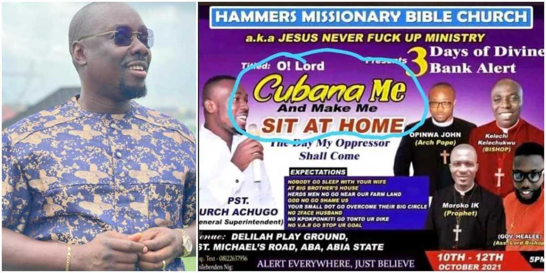 Obi Cubana's name on church flier Obi Cubana's name on church flier