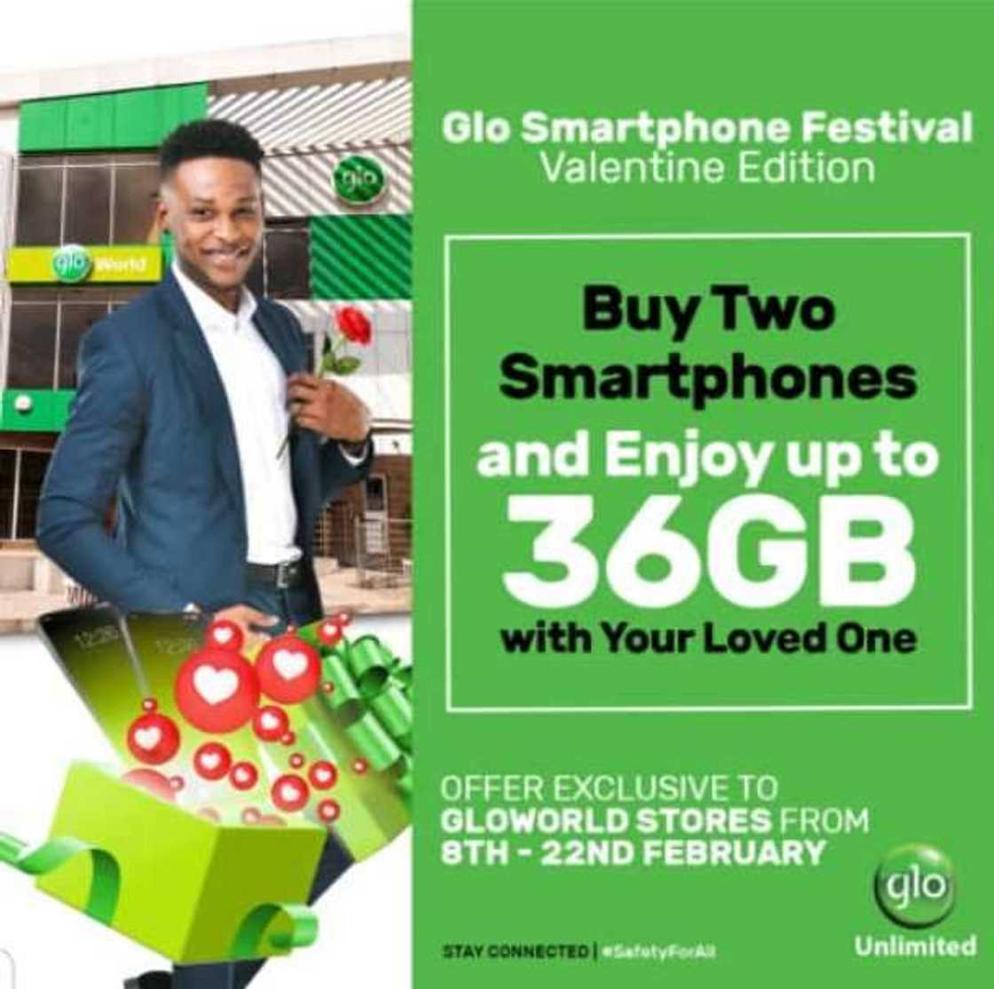 Glo customers to get free 36GB in Valentine Season Smartphone Festival Glo customers to get free 36GB in Valentine Season Smartphone Festival