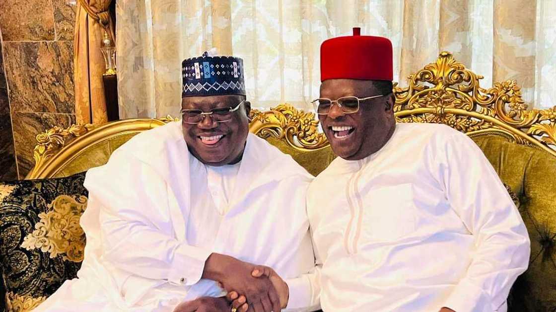 Gwamna Umahi da Sanata Lawan. Gwamna Umahi da Sanata Lawan.