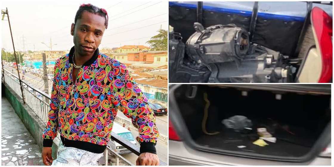 Speed Darlington's car looted. Speed Darlington's car looted.