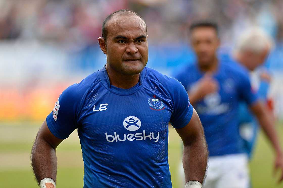 Faalemiga Selesele of Samoa at Stade Jean Bouin in Paris, France Faalemiga Selesele of Samoa at Stade Jean Bouin in Paris, France