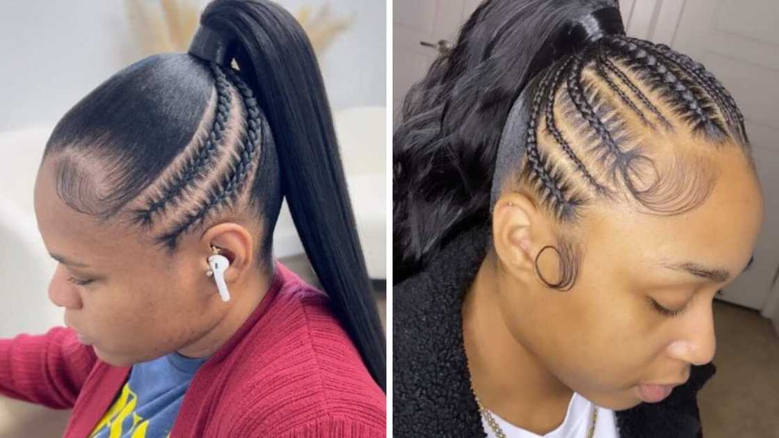 Stitch braids high pony weave