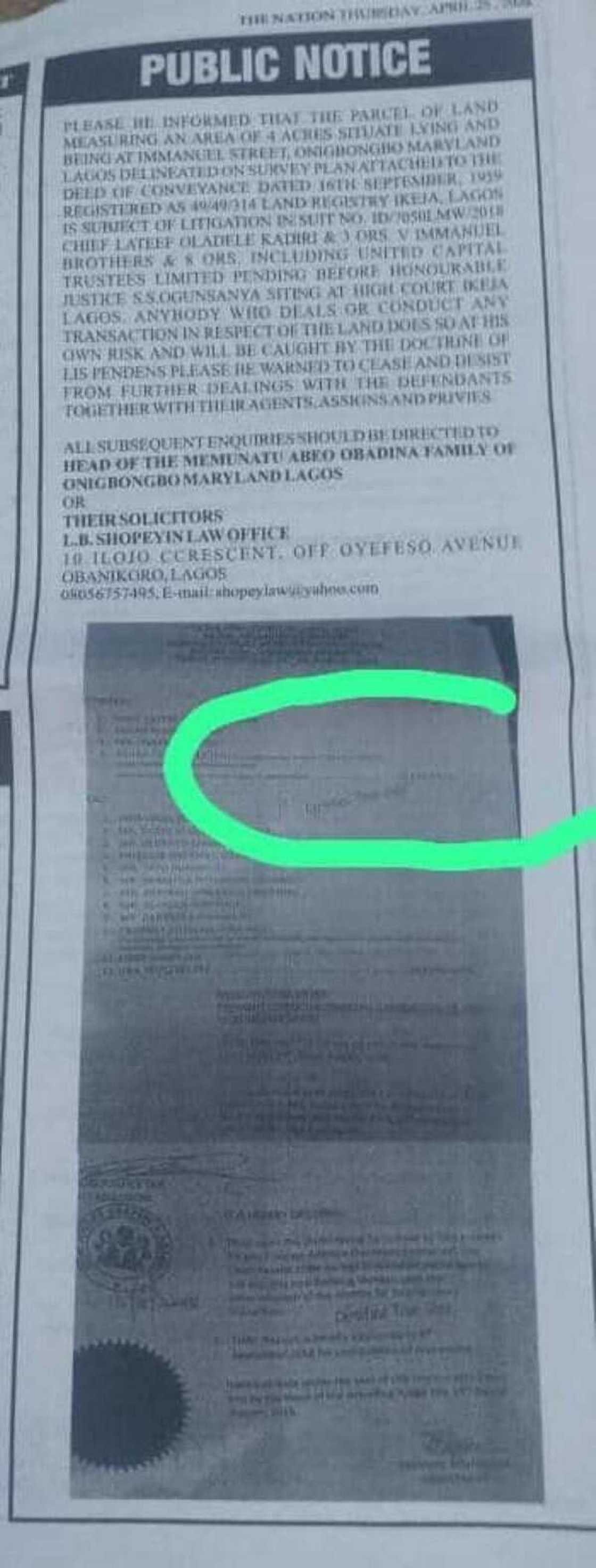 Important Public Disclaimer: Court warns against Greystone Residence Located at Maryland, Lagos Important Public Disclaimer: Court warns against Greystone Residence Located at Maryland, Lagos
