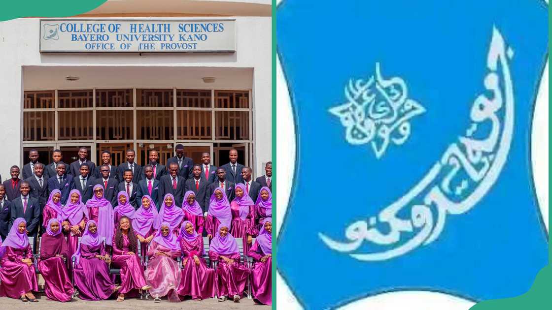 Bayero University of Kano graduates and logo Bayero University of Kano graduates and logo