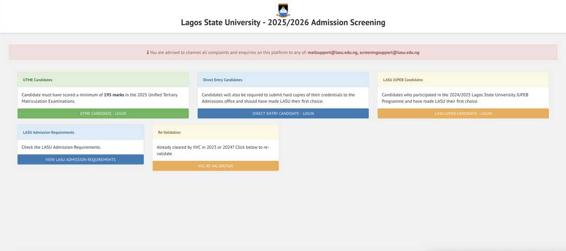 LASU screening portal LASU screening portal