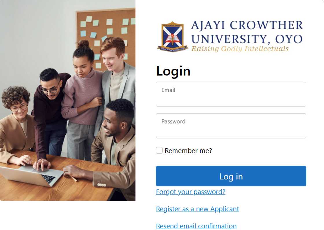 Ajayi Crowther University application page. Ajayi Crowther University application page.
