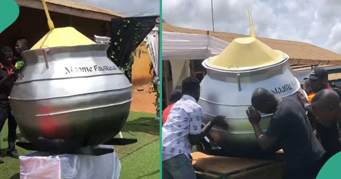 Diseased Ghanaian woman buried inside pot-like coffin. Diseased Ghanaian woman buried inside pot-like coffin.