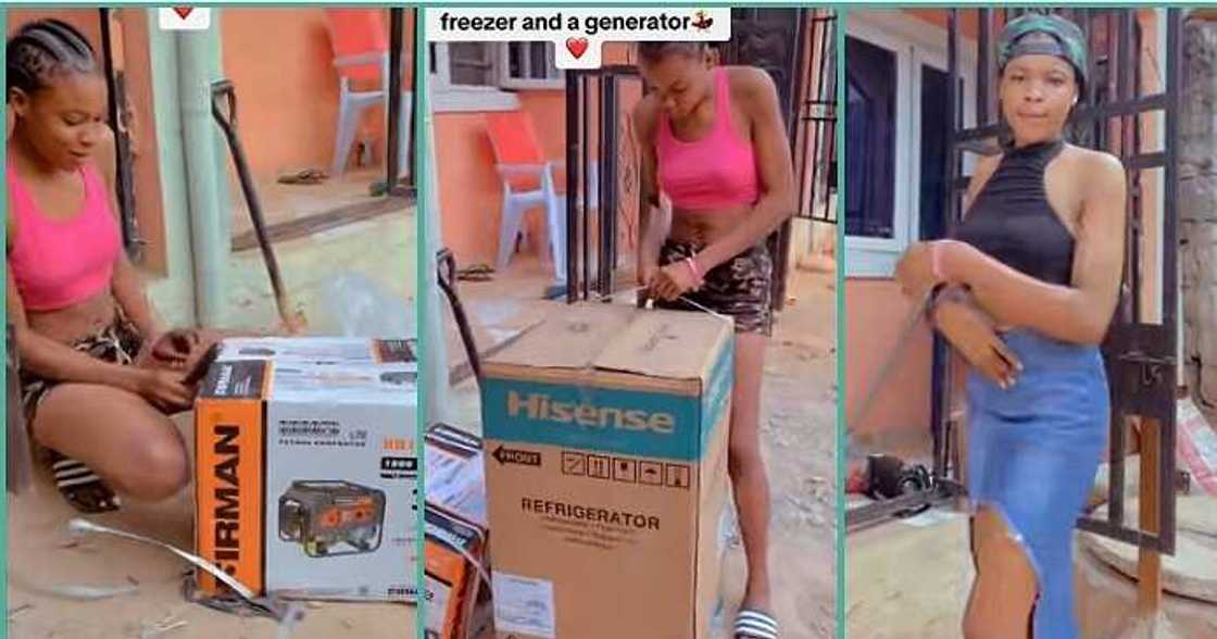 Okrika seller unveiling her brand new generator and freezer Okrika seller unveiling her brand new generator and freezer