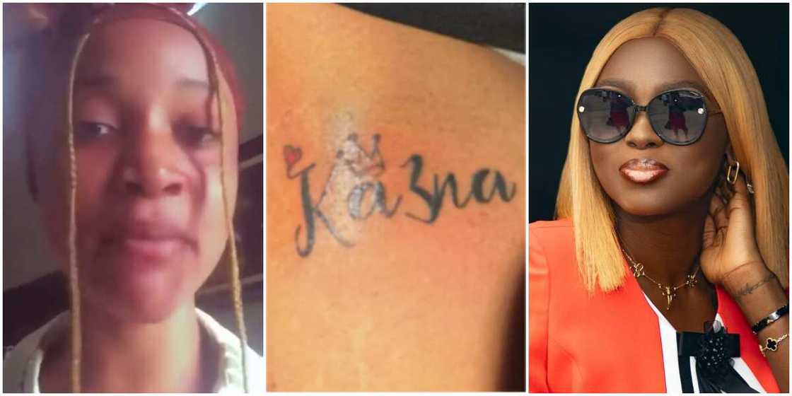 Lady who tattooed Ka3na on her thigh cries bitterly after BBNaija star bashed her Lady who tattooed Ka3na on her thigh cries bitterly after BBNaija star bashed her