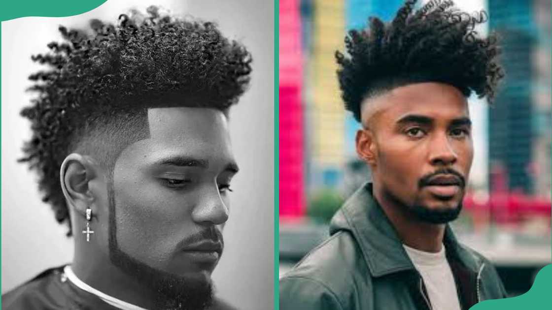 Messy curly mohawk with beard Messy curly mohawk with beard