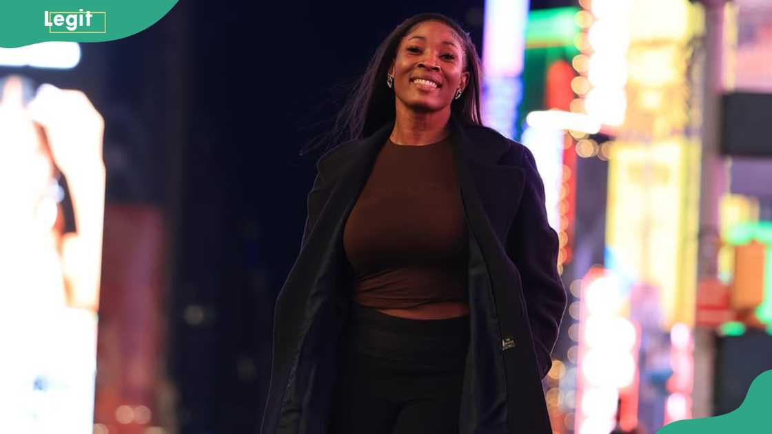 Tope Olowoniyan at Times Square, New York