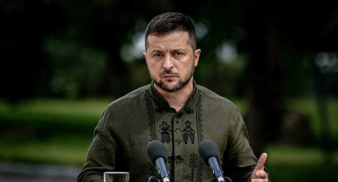 Shugaban ƙasar Ukraine, Volodymyr Zelensky. Shugaban ƙasar Ukraine, Volodymyr Zelensky.
