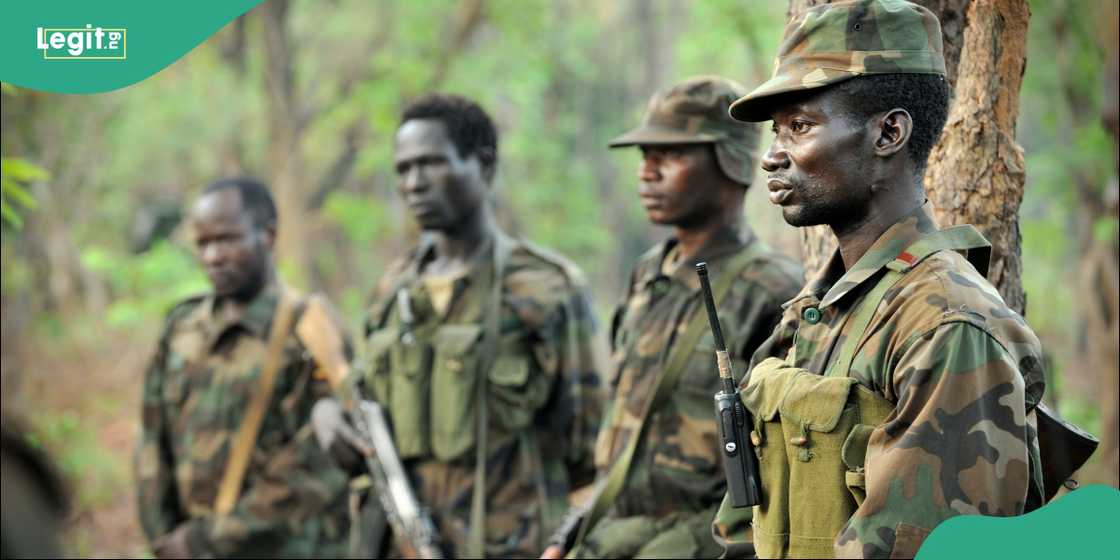 Soldiers on active duty during a military exercise in Nigeria. Soldiers on active duty during a military exercise in Nigeria.