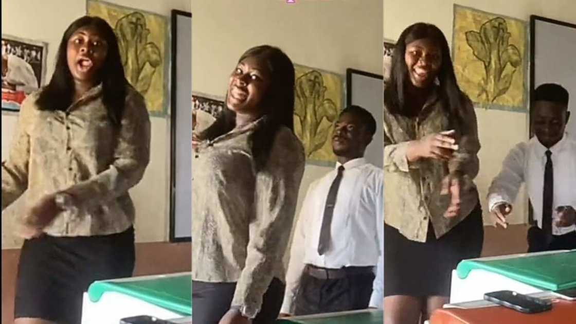 Photo of male and female teachers dancing Photo of male and female teachers dancing