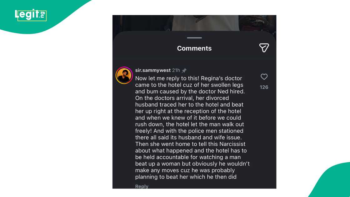 Sammy West reacts as Ned Nwoko speaks about Regina Daniels at Abuja event.