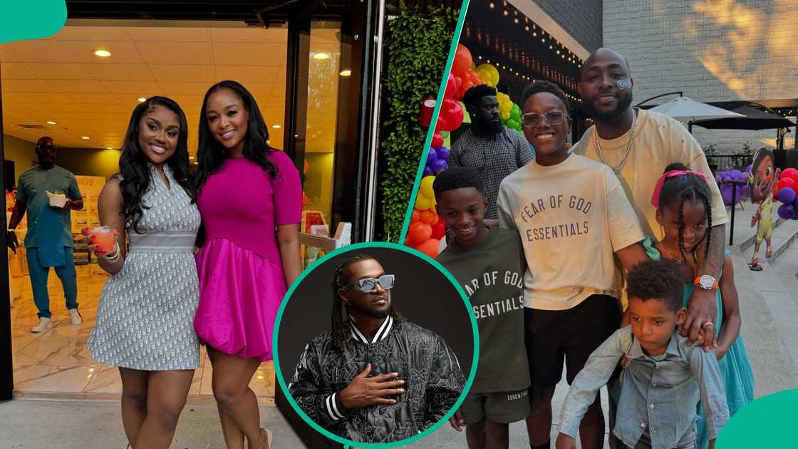 Paul Okoye's ex-wife Anita and kids at Davido and Chioma's twins' birthday party.