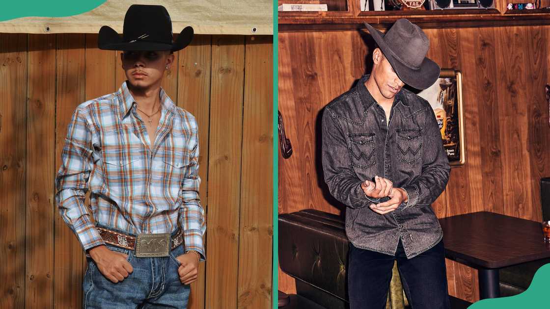 Check and retro premium contrast trim Western snap shirt.