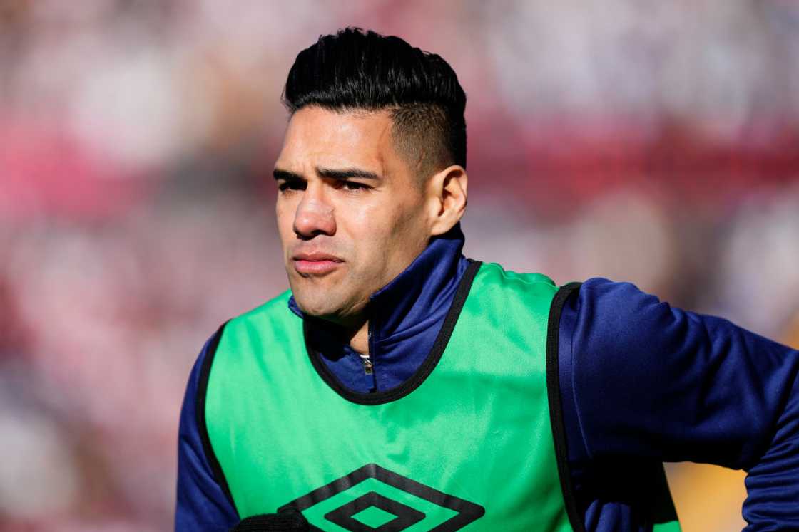 Radamel Falcao during the warm-up before the La Liga Santander match Radamel Falcao during the warm-up before the La Liga Santander match