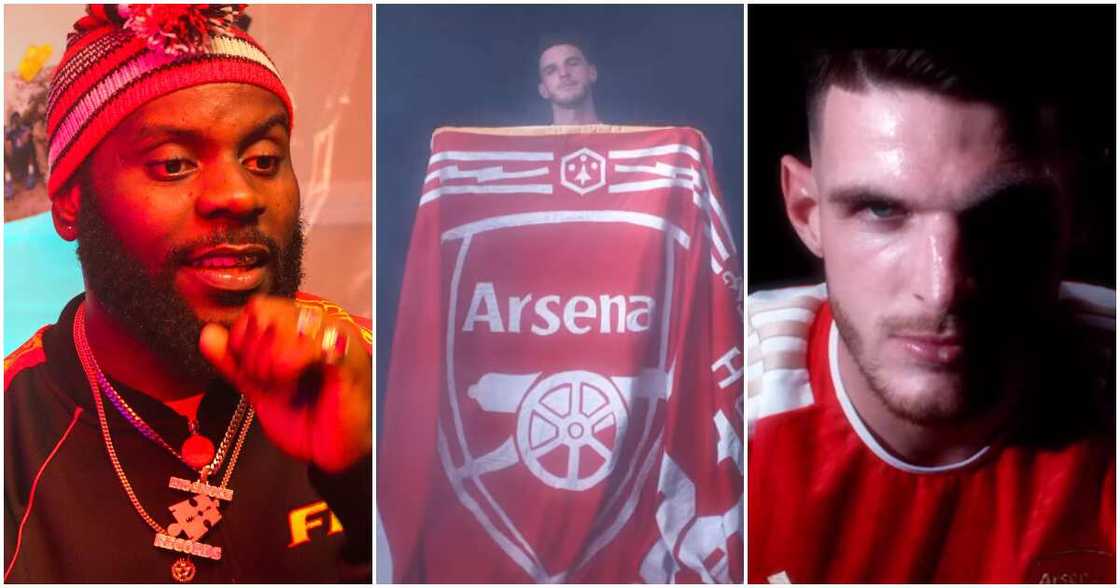 Declan Rice: Odumodu Blvck reacts as Arsenal unveils new player with his song. Declan Rice: Odumodu Blvck reacts as Arsenal unveils new player with his song.