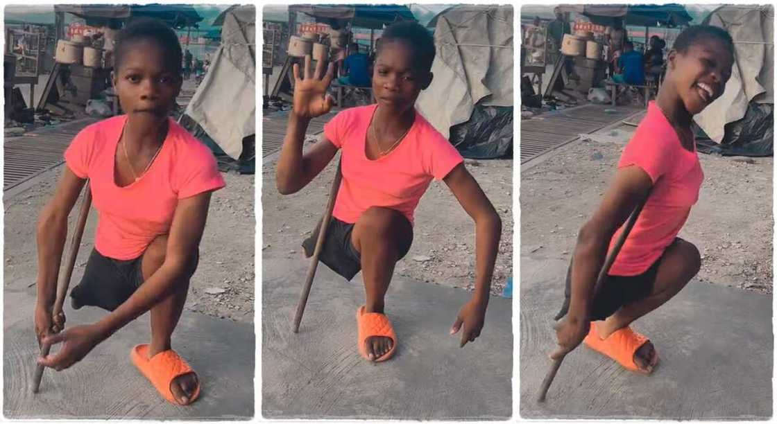 Physically challenged girl dances in a powerful way.