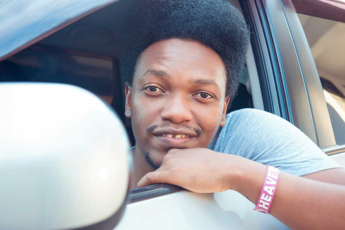 A man in a car A man in a car