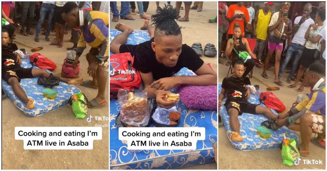 Matashi kwance kan katifa a taron jama'a Matashi kwance kan katifa a taron jama'a