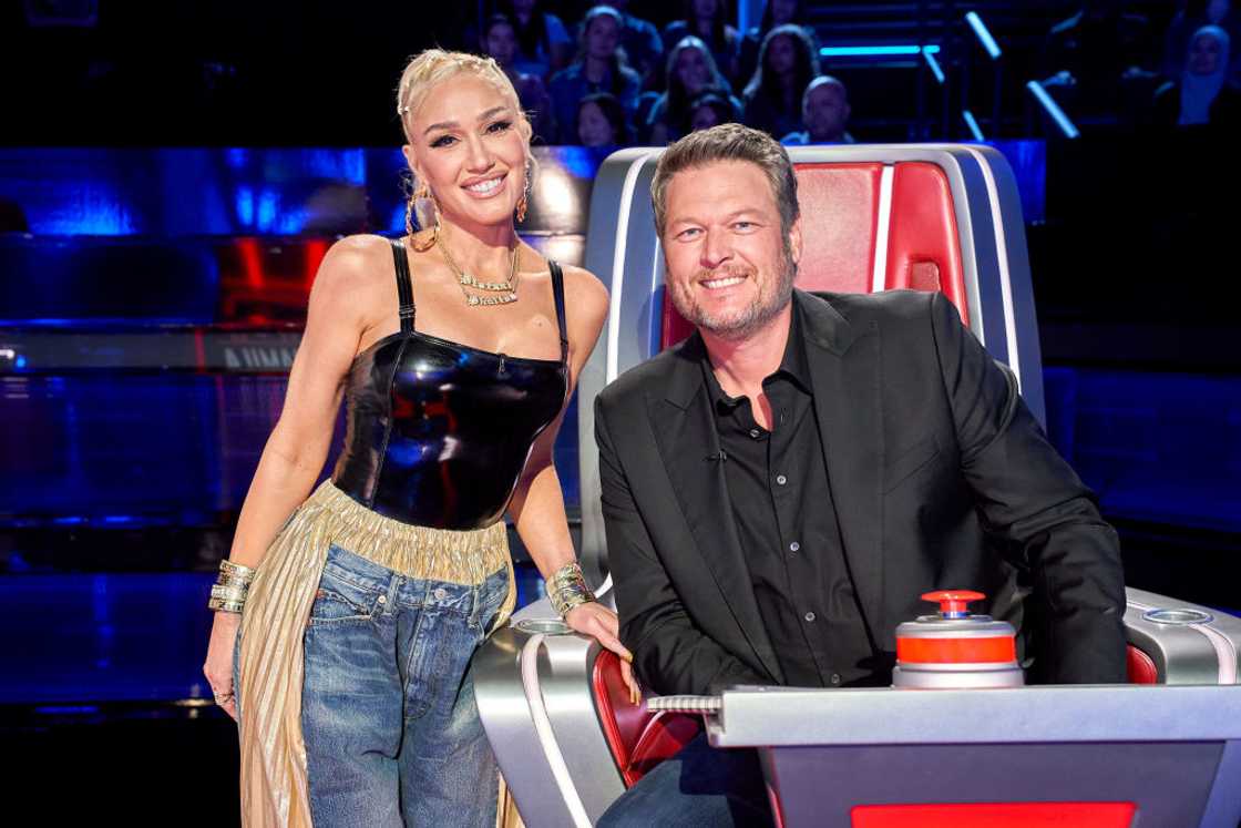 Gwen Stefani and Blake Shelton on The Voice Season 22.