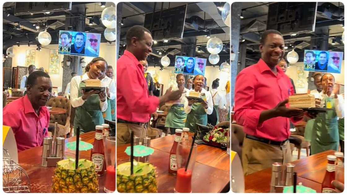 Photo of man receiving gift Photo of man receiving gift