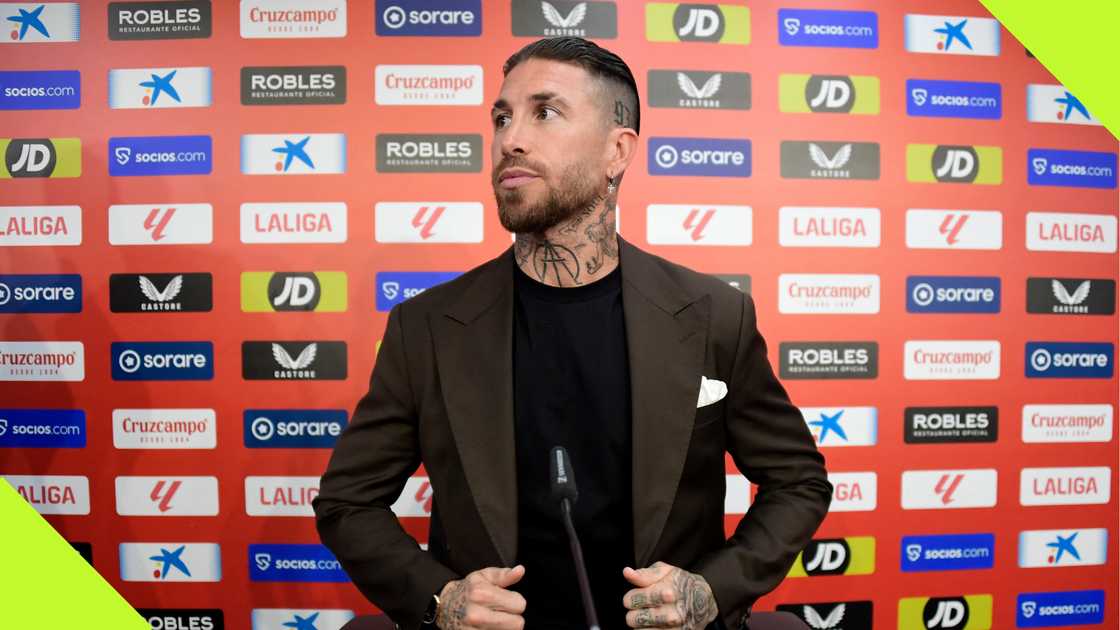 Sergio Ramos during his final press conference for Sevilla before his departure.