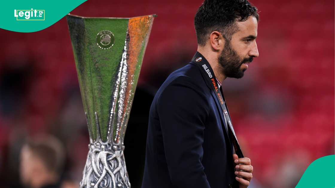 Ruben Amorim, Manchester United, Tottenham Hotspur, San Mames, Bilbao, Spain, UEFA Europa League. Ruben Amorim, Manchester United, Tottenham Hotspur, San Mames, Bilbao, Spain, UEFA Europa League.