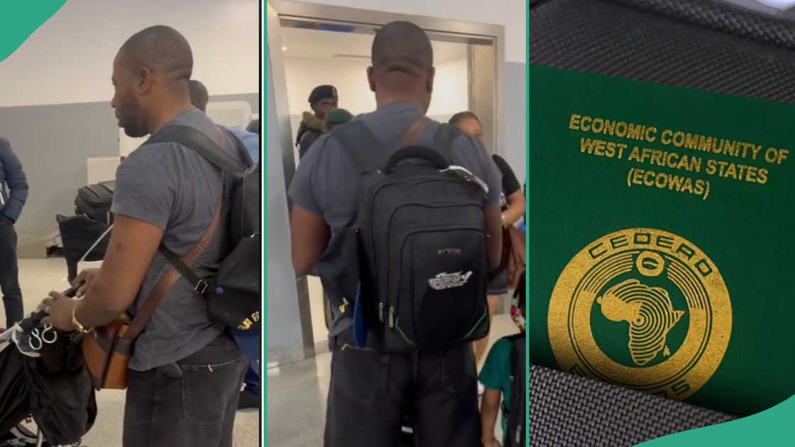 Lady tears her husband's Nigerian passport at Lagos Airport. Lady tears her husband's Nigerian passport at Lagos Airport.