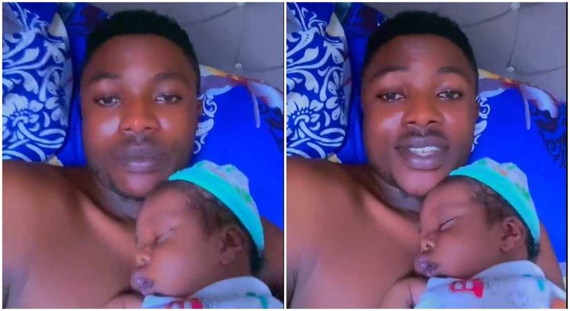 Photos of a young dad cuddling his baby. Photos of a young dad cuddling his baby.