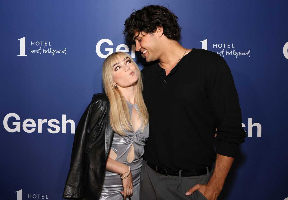 Meg Donnelly and Drake Rodger share a look at the Gersh 2024 Emmys Party Meg Donnelly and Drake Rodger share a look at the Gersh 2024 Emmys Party